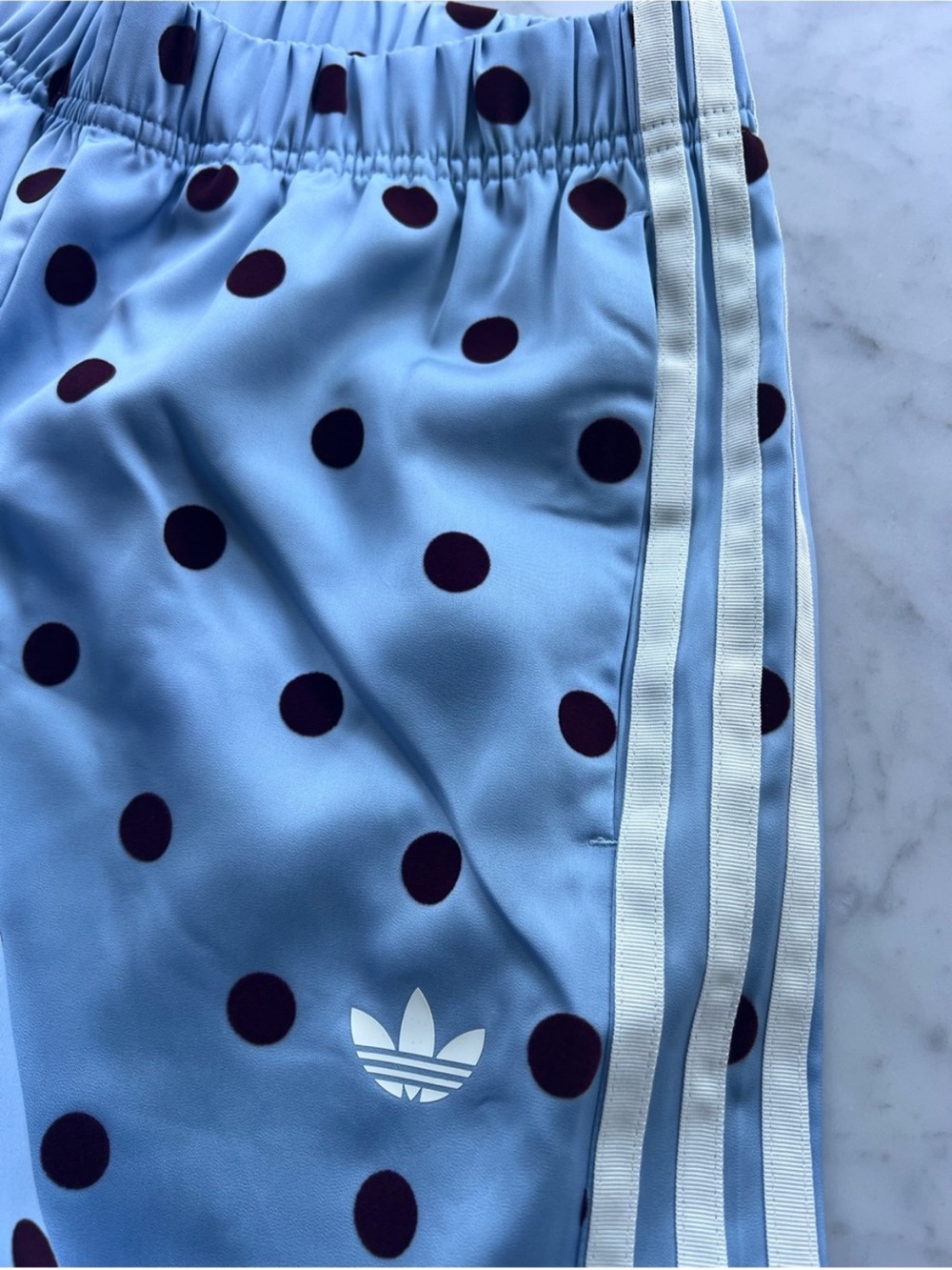 NWT Adidas Satin Polka Dots Wide Leg Pants in Clear Sky Size Small - Picture 14 of 16